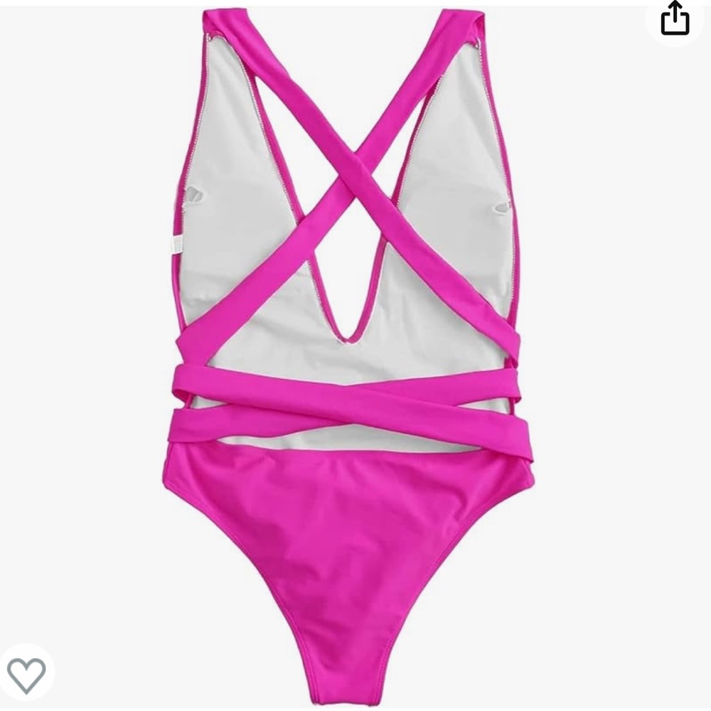 Lilosy Sexy Tie Criss Cross Plunge One Piece - Picture 4 of 8